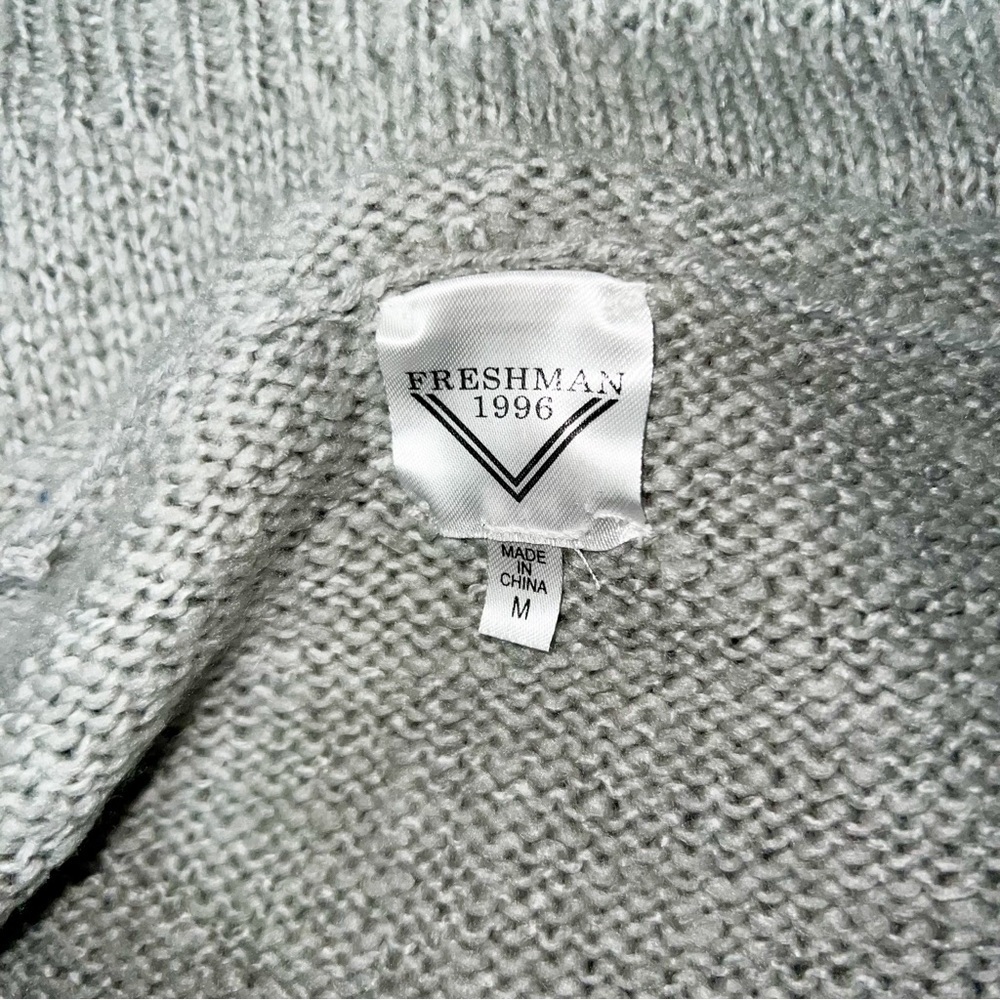 Freshman 1996 Wide Neck Distressed Knit Sweater - Gray, Size M - Picture 8 of 12